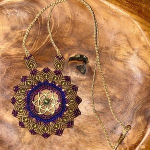 Macrame Mandala Labradorite chakra necklace